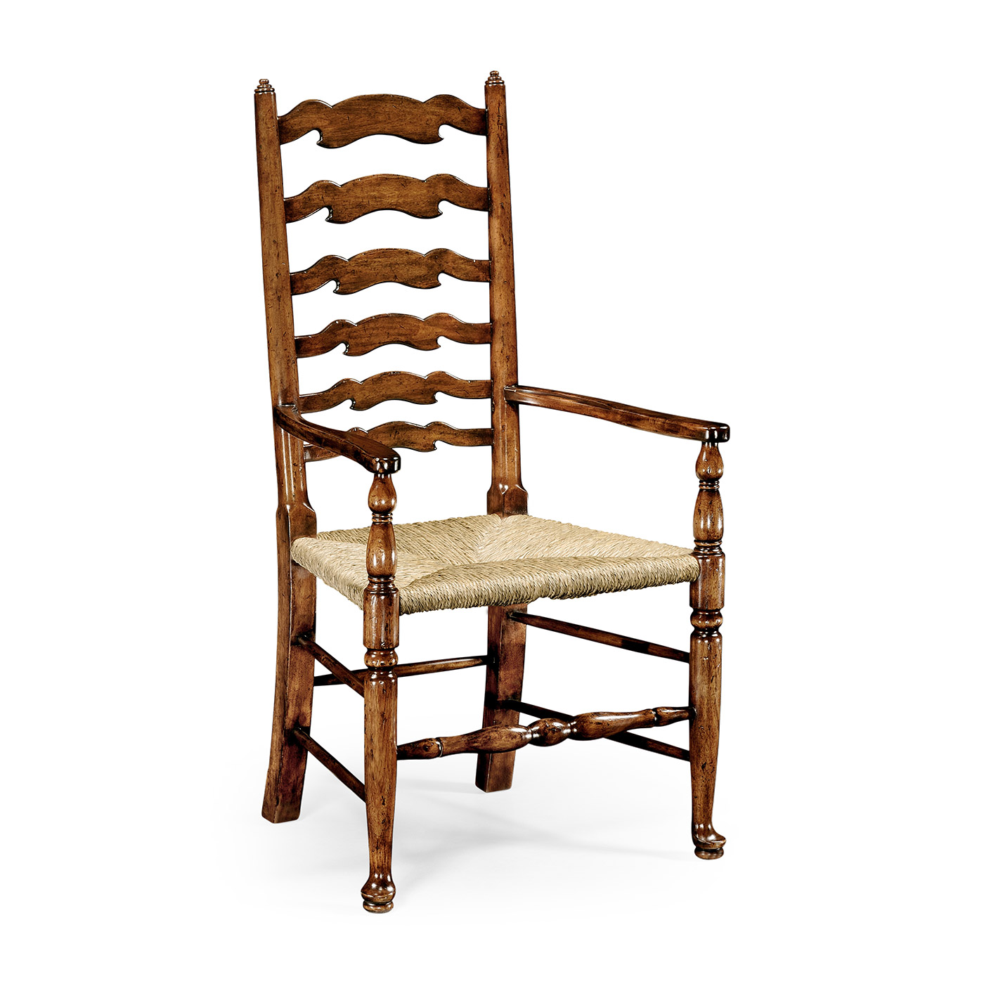 Traditional Ladderback Walnut Dining Arm Chair