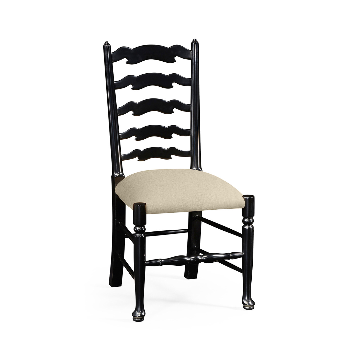 Traditional Ladderback Black Painted Dining Side Chair