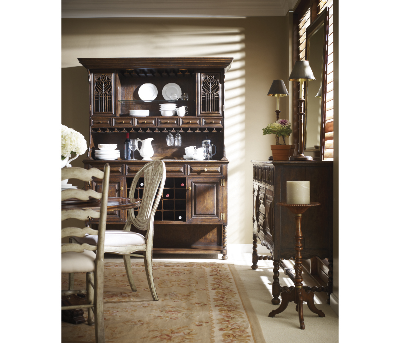 Traditional Ladderback Walnut Dining Side Chair