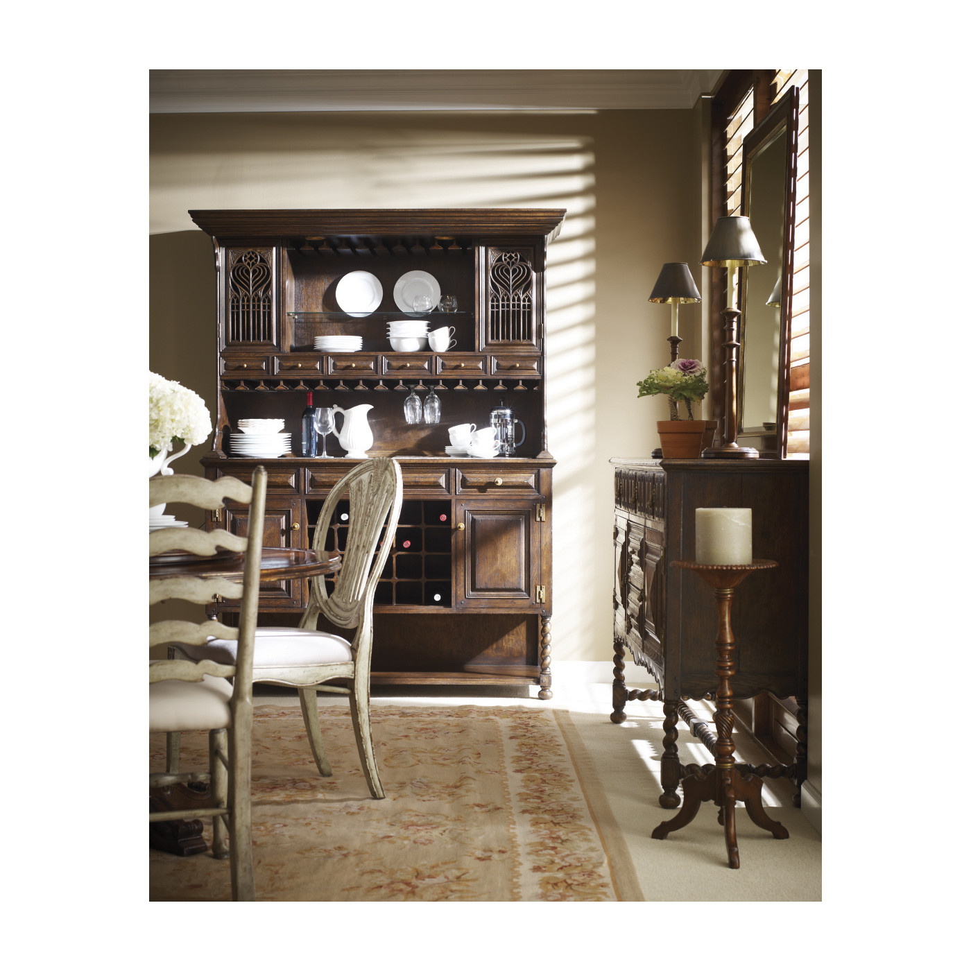 Traditional Ladderback Walnut Dining Side Chair