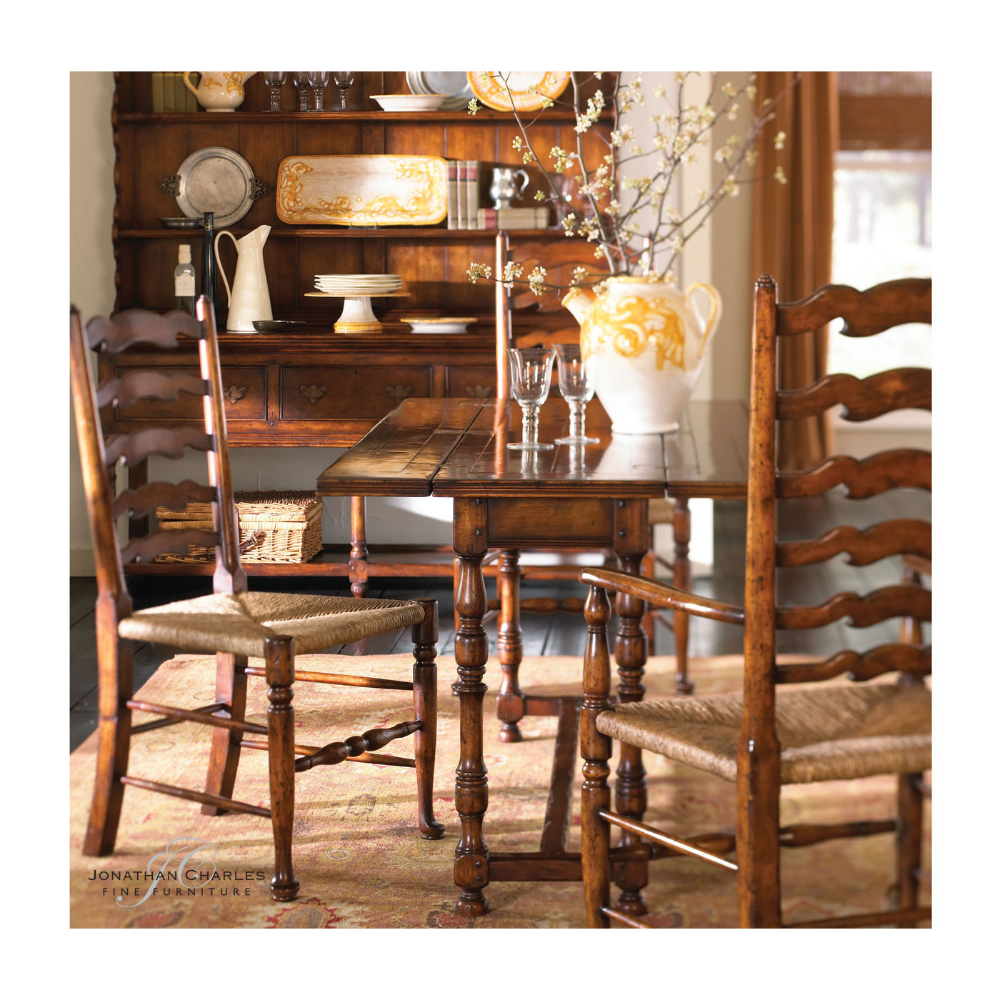 Traditional Ladderback Walnut Dining Side Chair