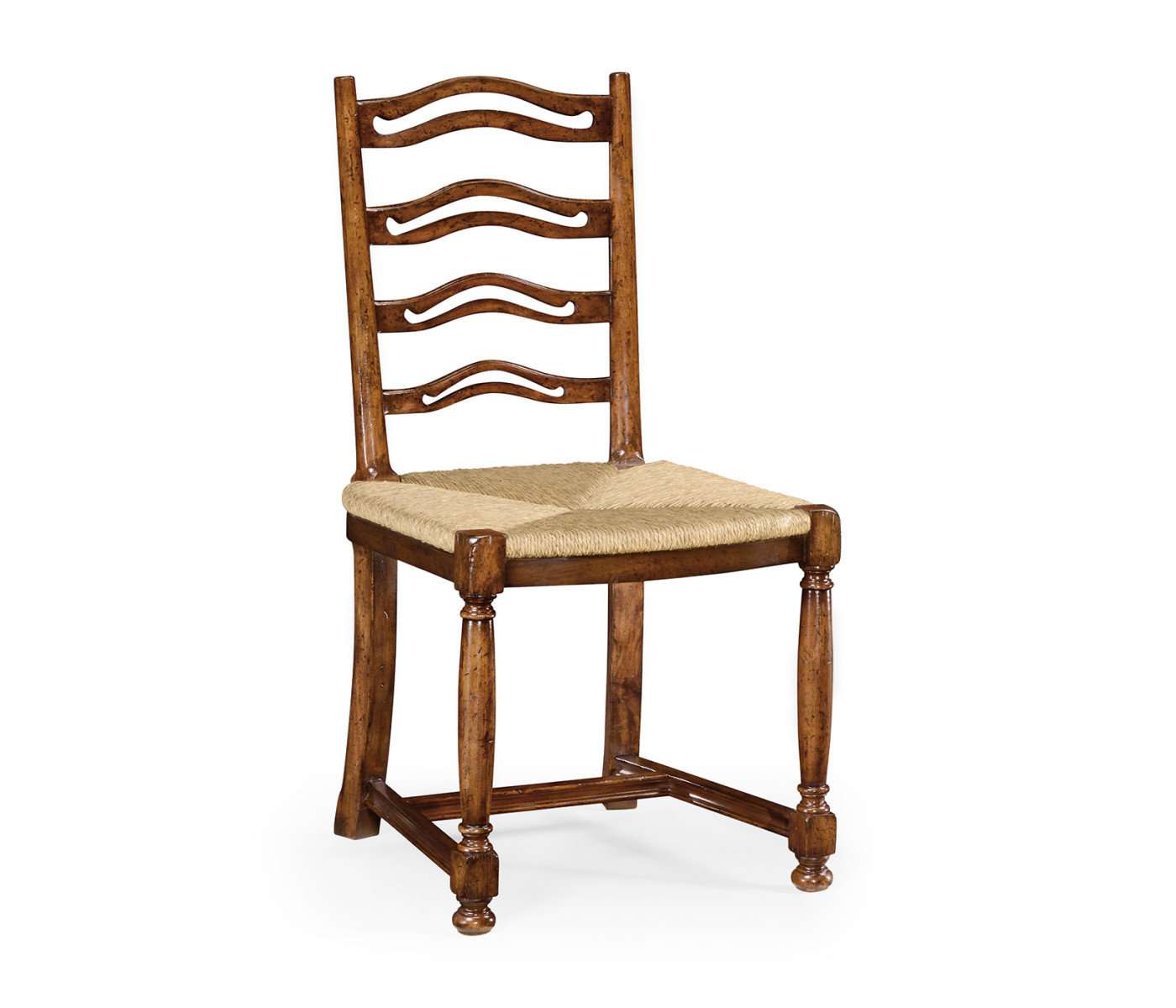 Ladder back walnut chair with pierced slats (Side)