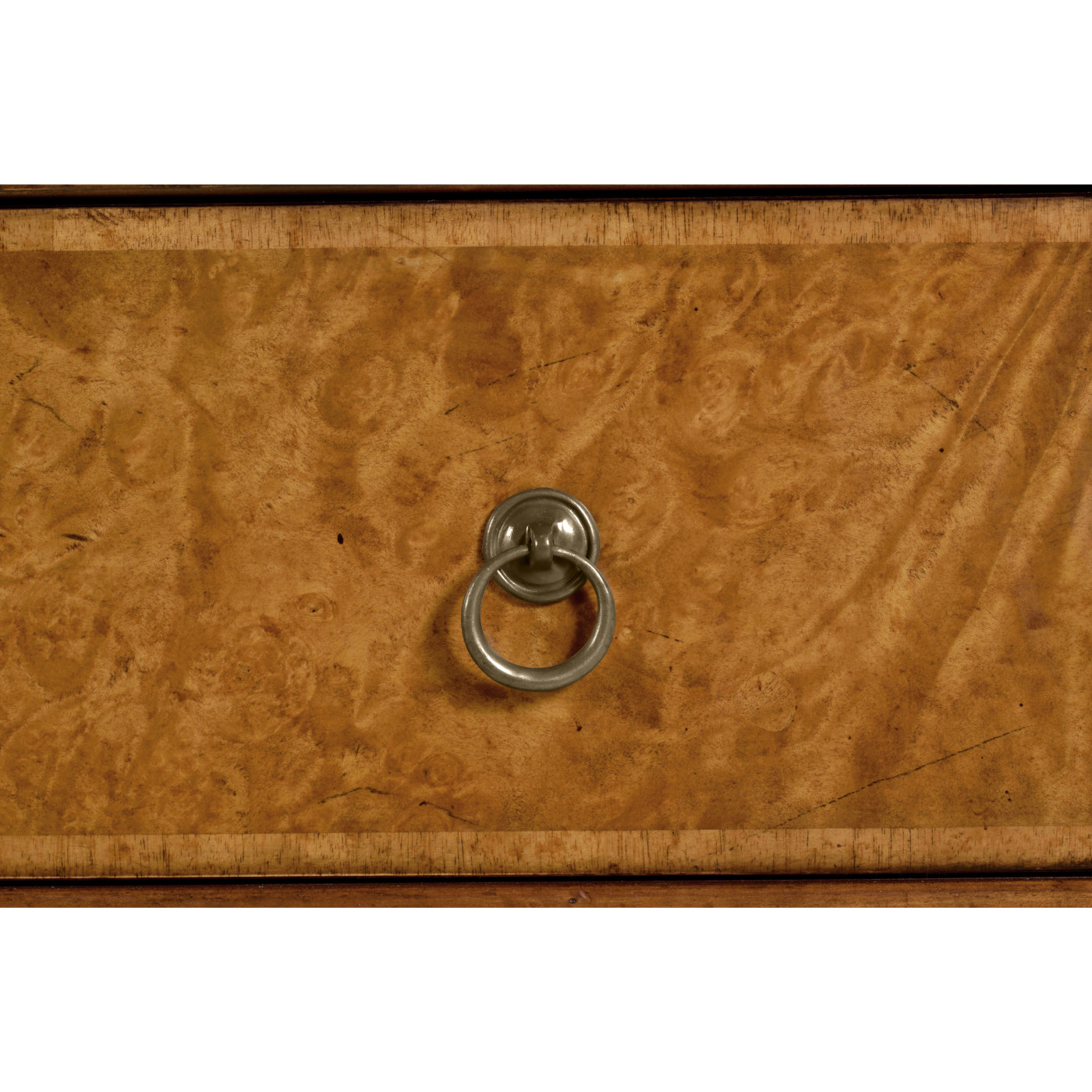 Bow front walnut chest of six drawers