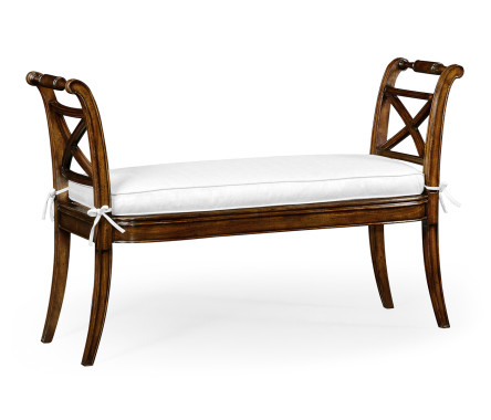 Regency Walnut Bench with High Cross Arms