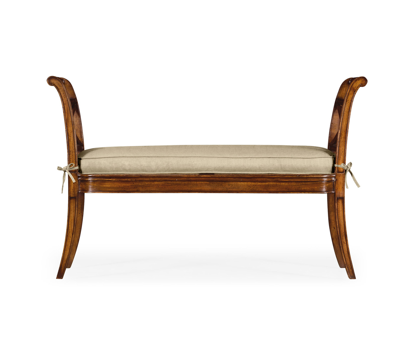 Regency Walnut Bench with High Cross Arms