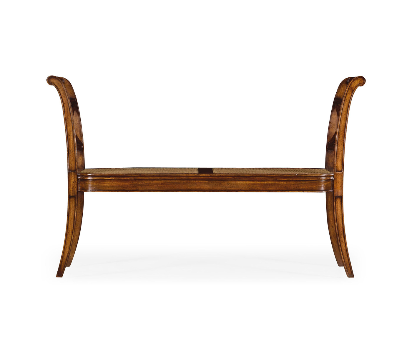Regency Walnut Bench with High Cross Arms
