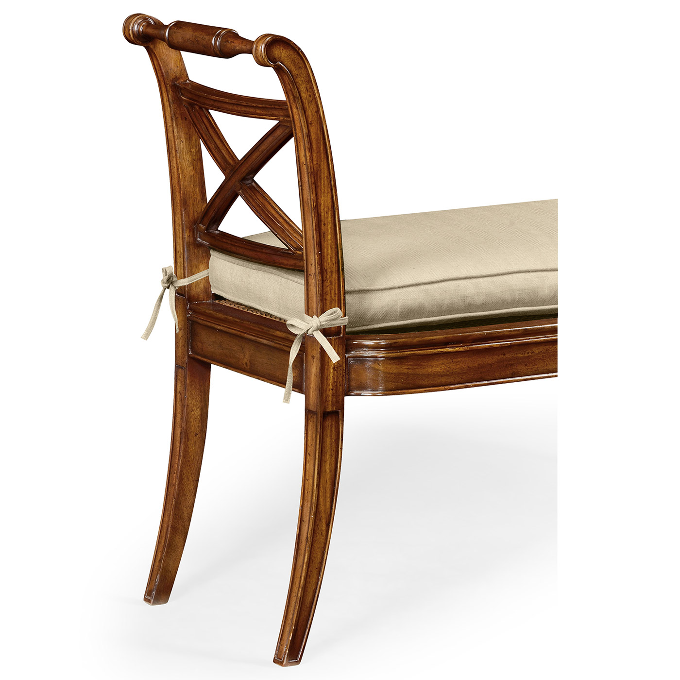 Regency Walnut Bench with High Cross Arms