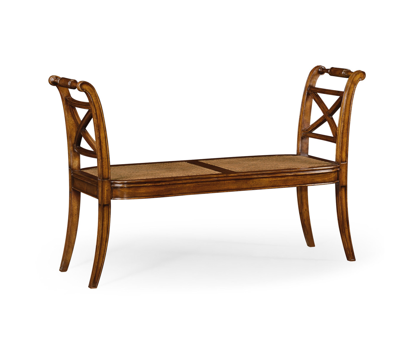 Regency Walnut Bench with High Cross Arms