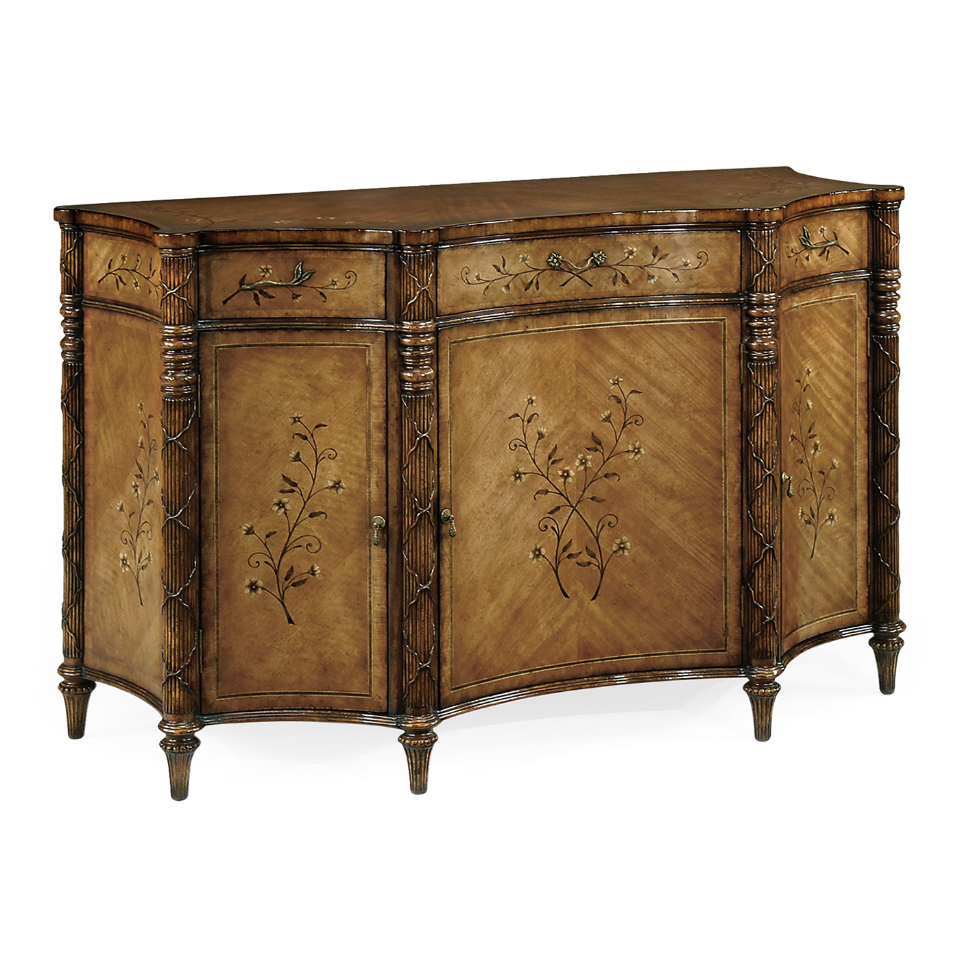 Satinwood side cabinet with floral inlays