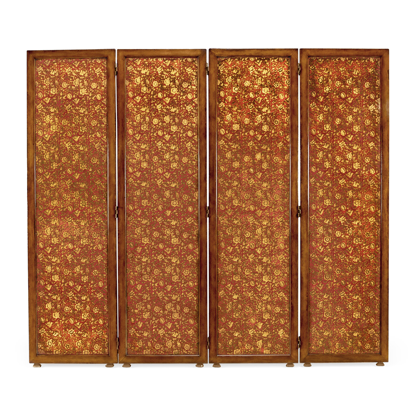 Red Chinoiserie four panel screen