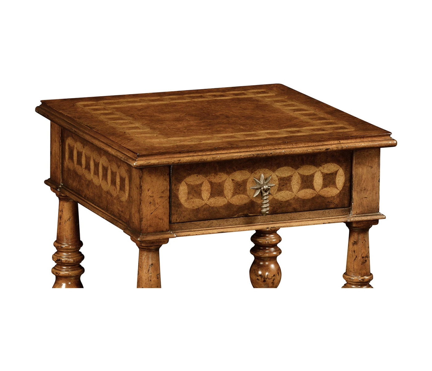 Rope twist walnut square side table (small)