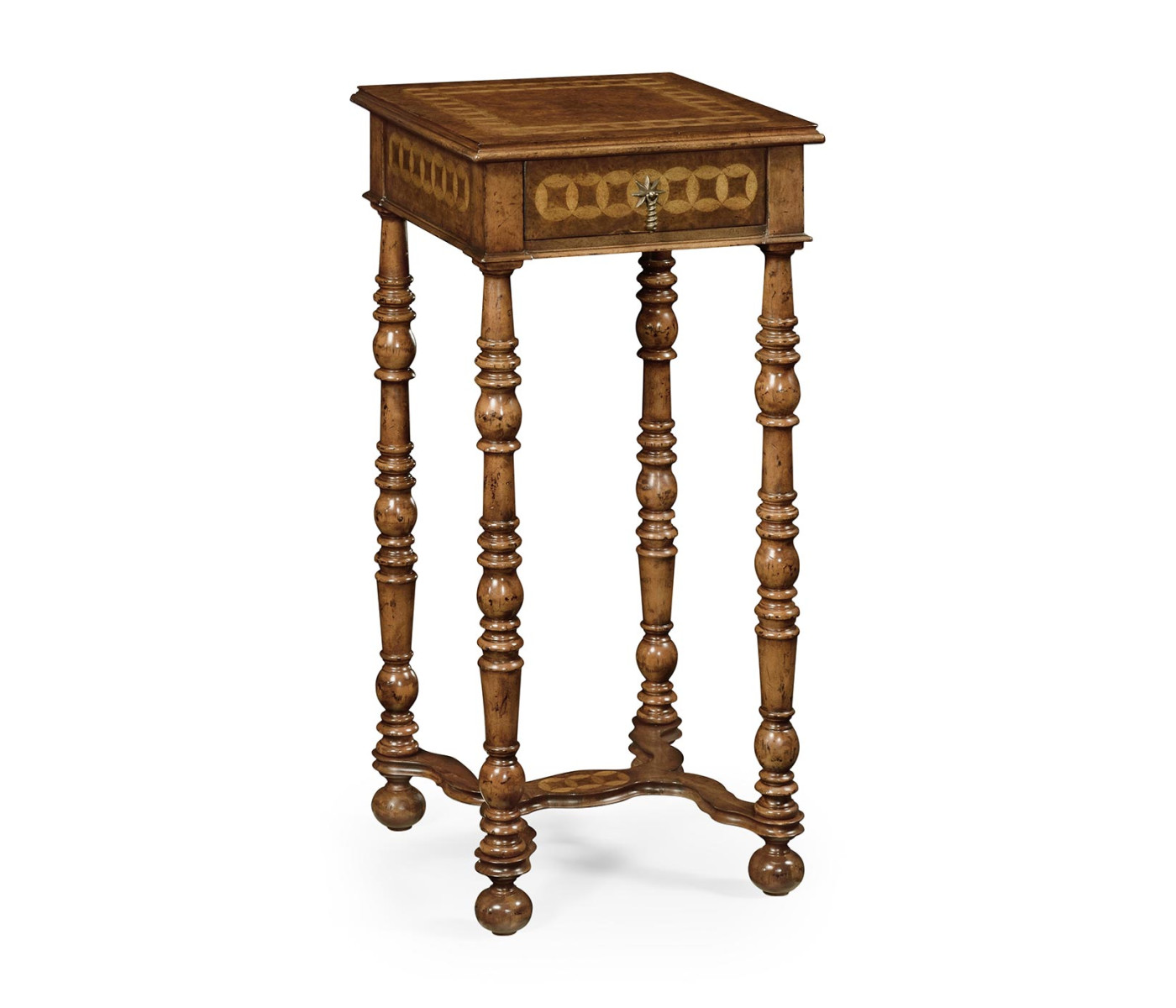 Rope twist walnut square side table (small)