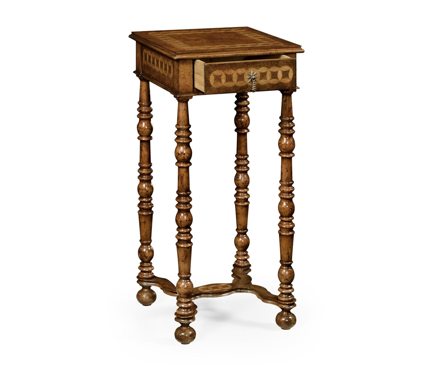Rope twist walnut square side table (small)