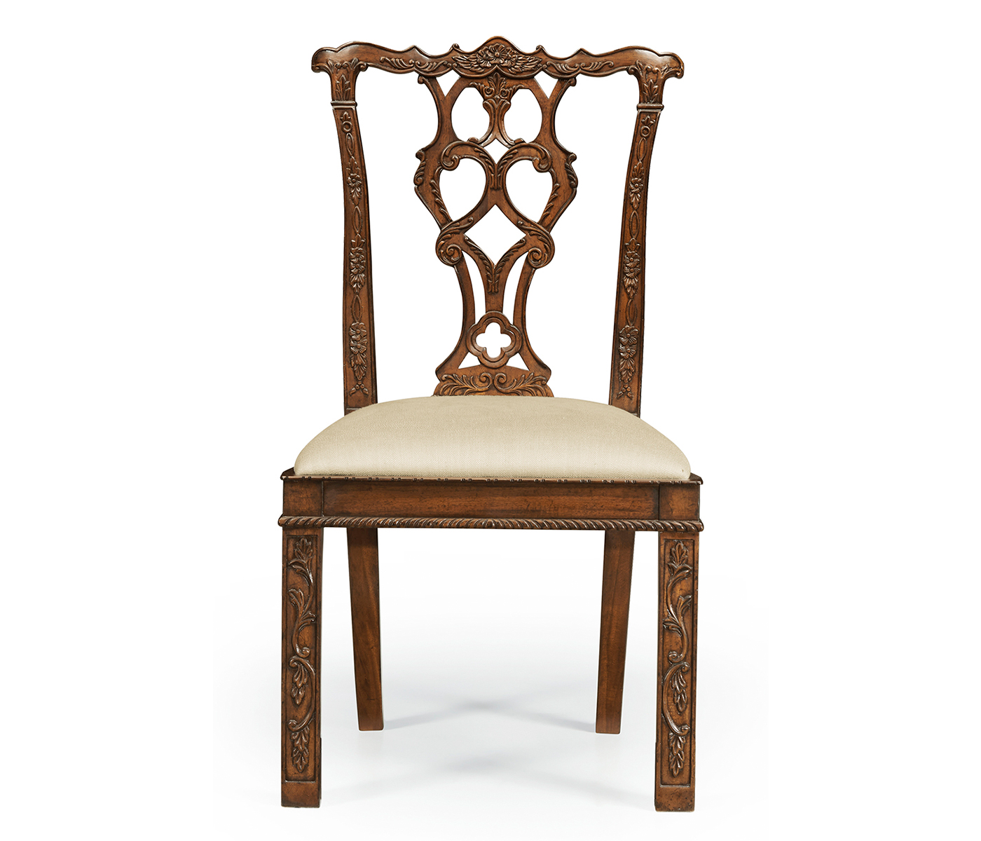 Chippendale Rococo Quatrefoil Side Chair