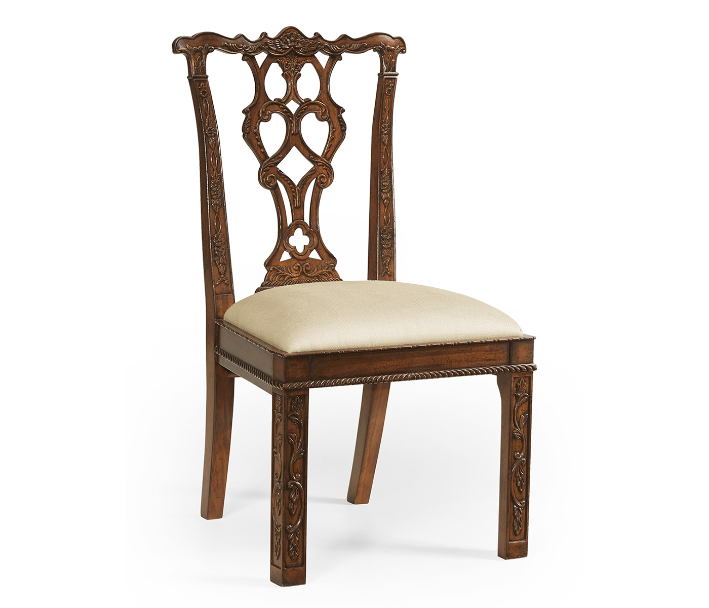 Chippendale Rococo Quatrefoil Side Chair