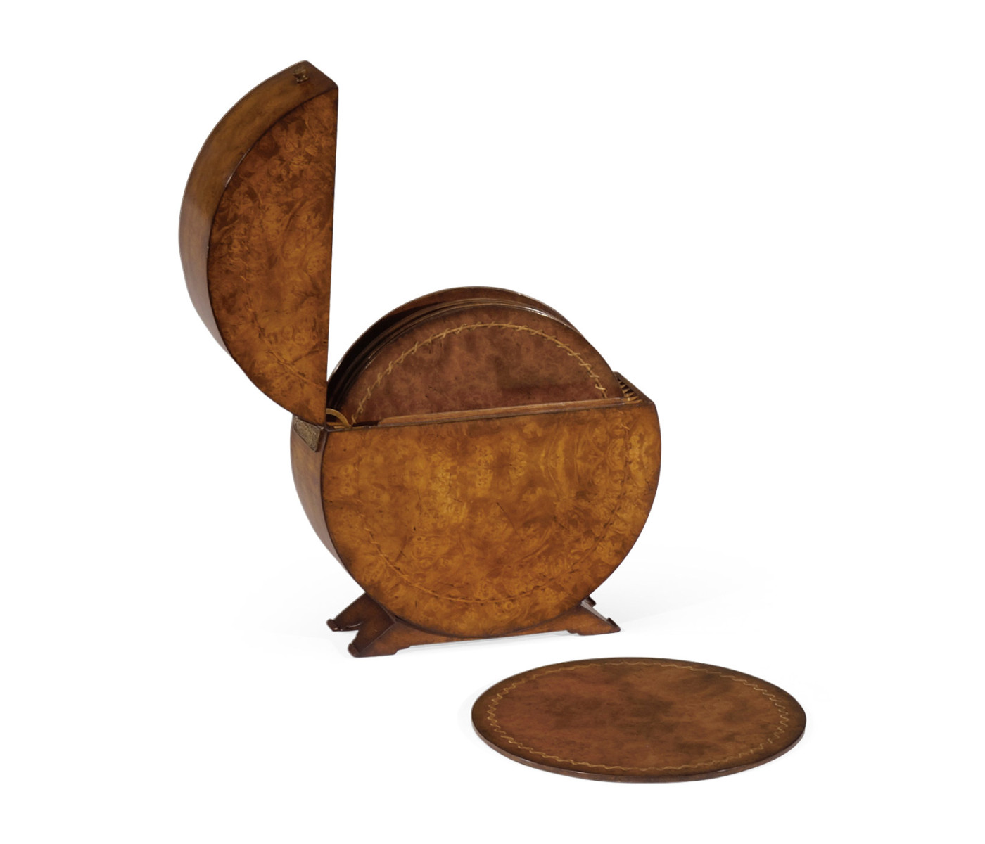 Circular Walnut & Inlay Placemat Box