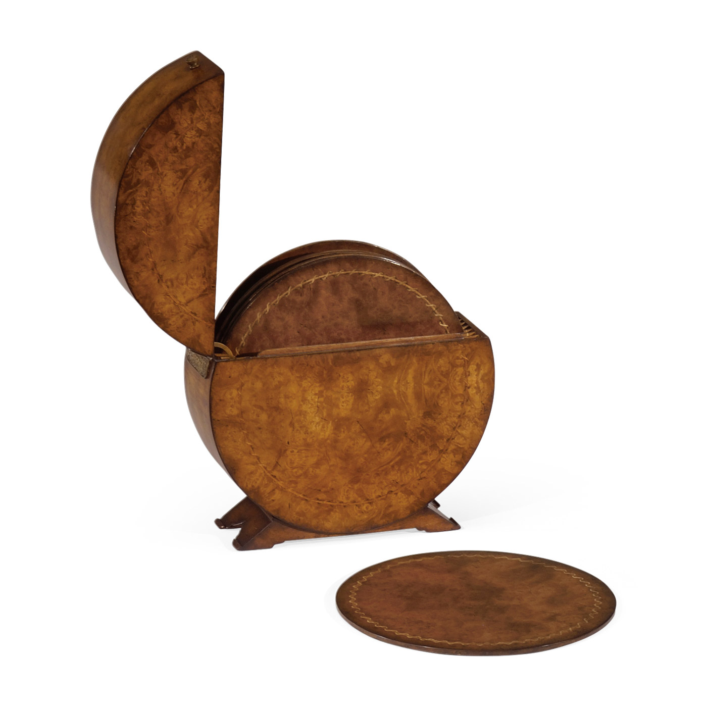 Circular Walnut & Inlay Placemat Box