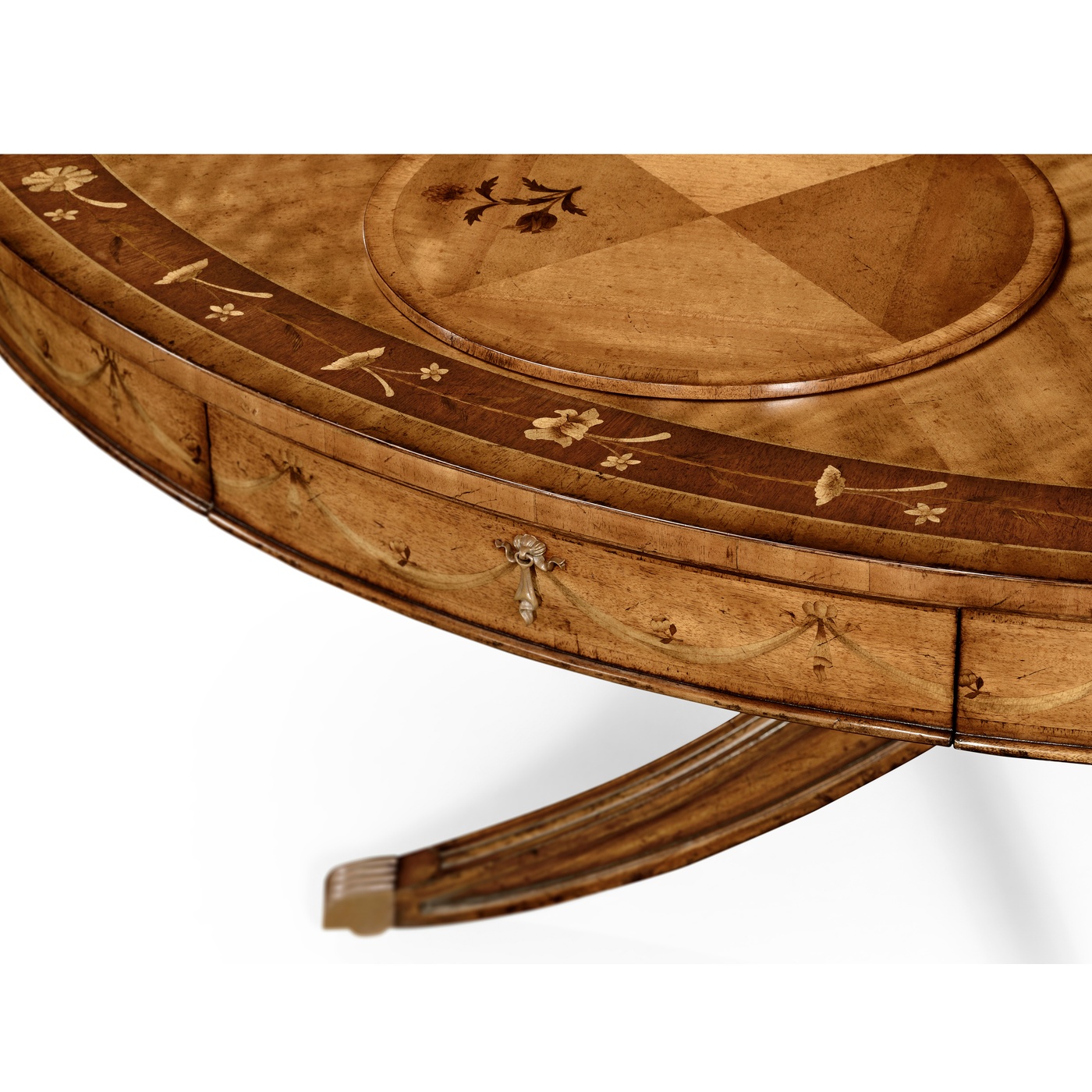 Satinwood Pedestal Dining Table with Placemats 62