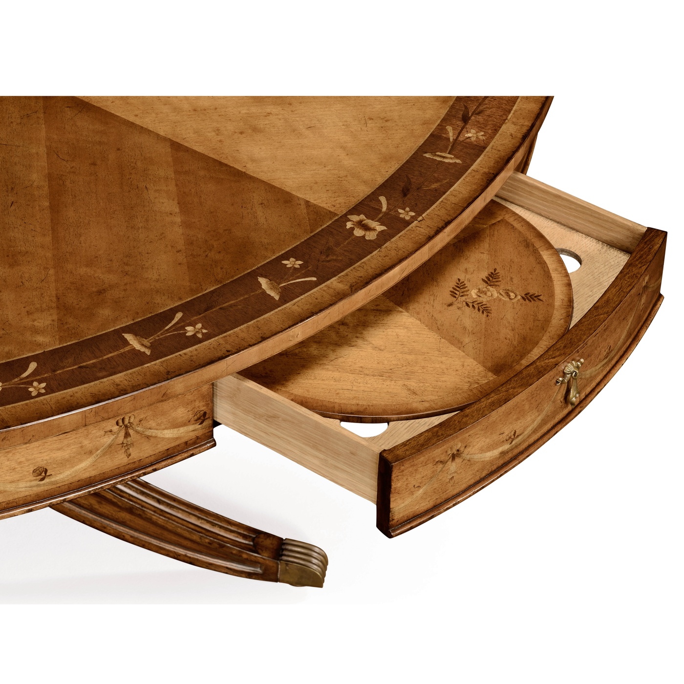 Satinwood Pedestal Dining Table with Placemats 62