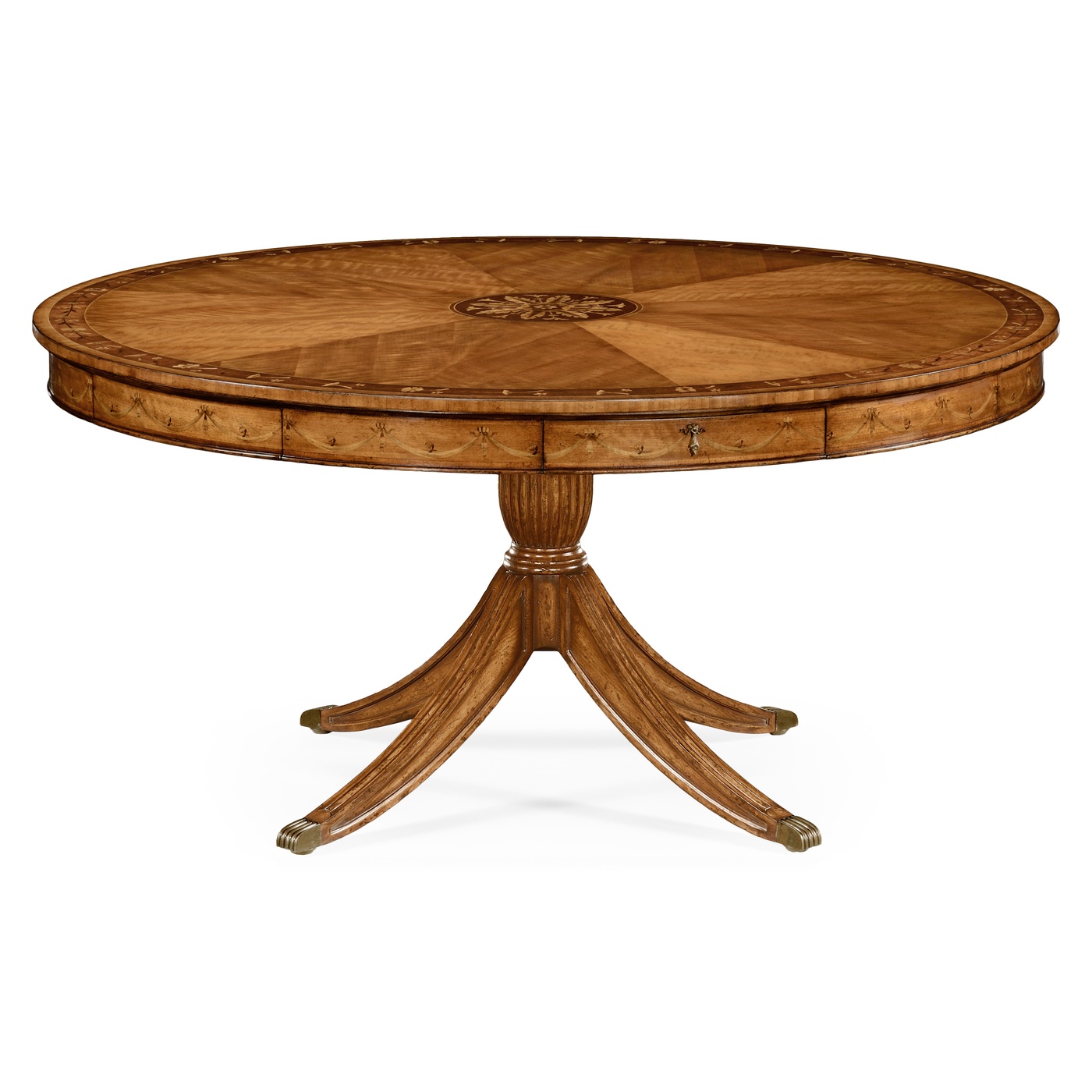 Satinwood Pedestal Dining Table with Placemats 62