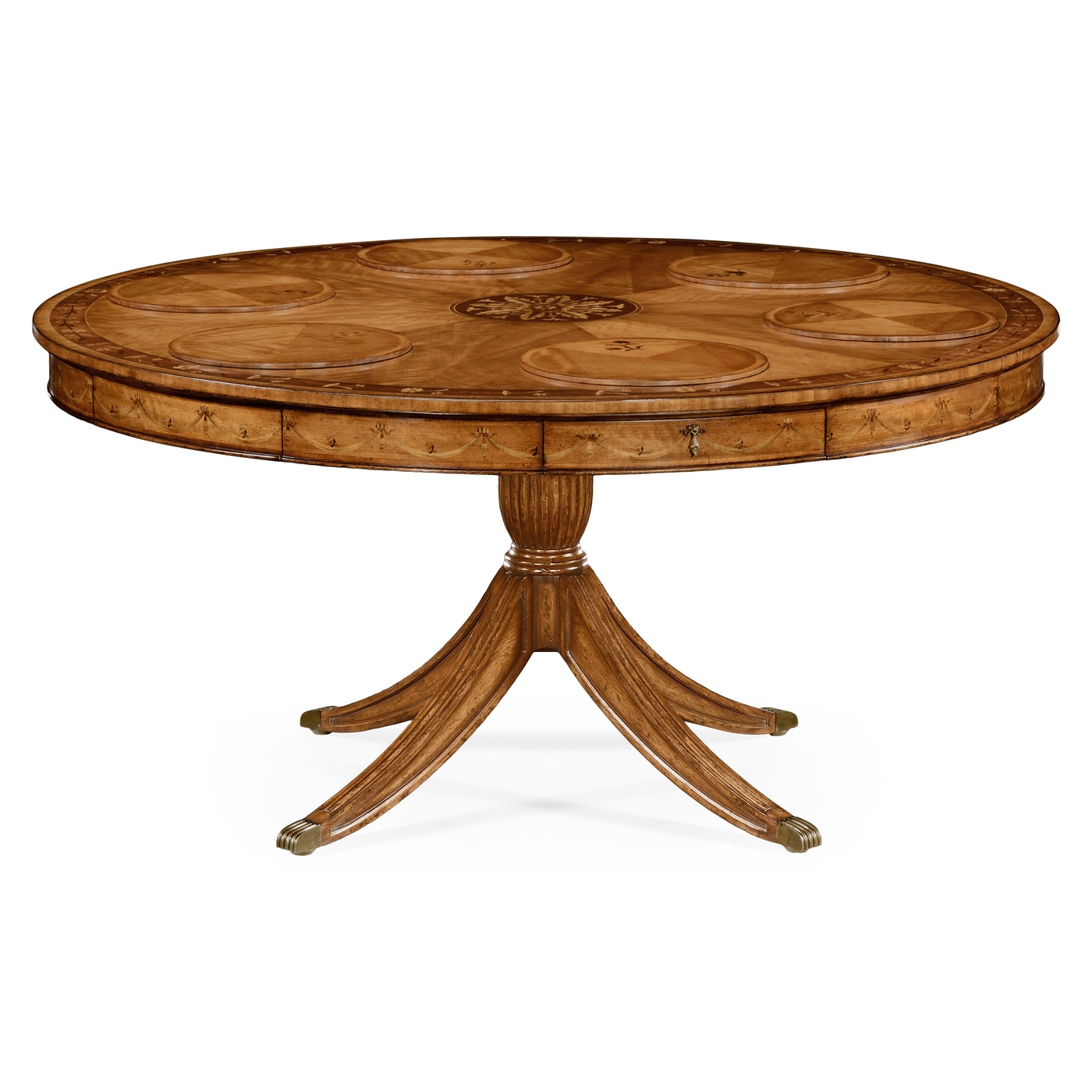 Satinwood Pedestal Dining Table with Placemats 62