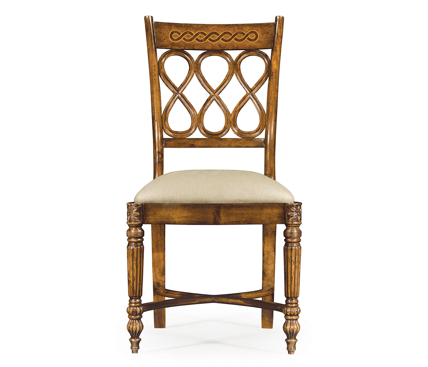 Rope twist veneer open back chair (Side)