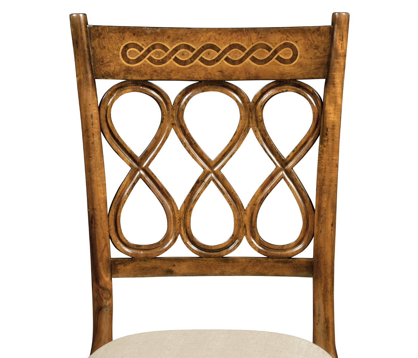 Rope twist veneer open back chair (Side)