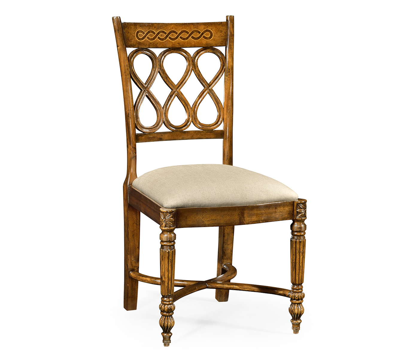 Rope twist veneer open back chair (Side)
