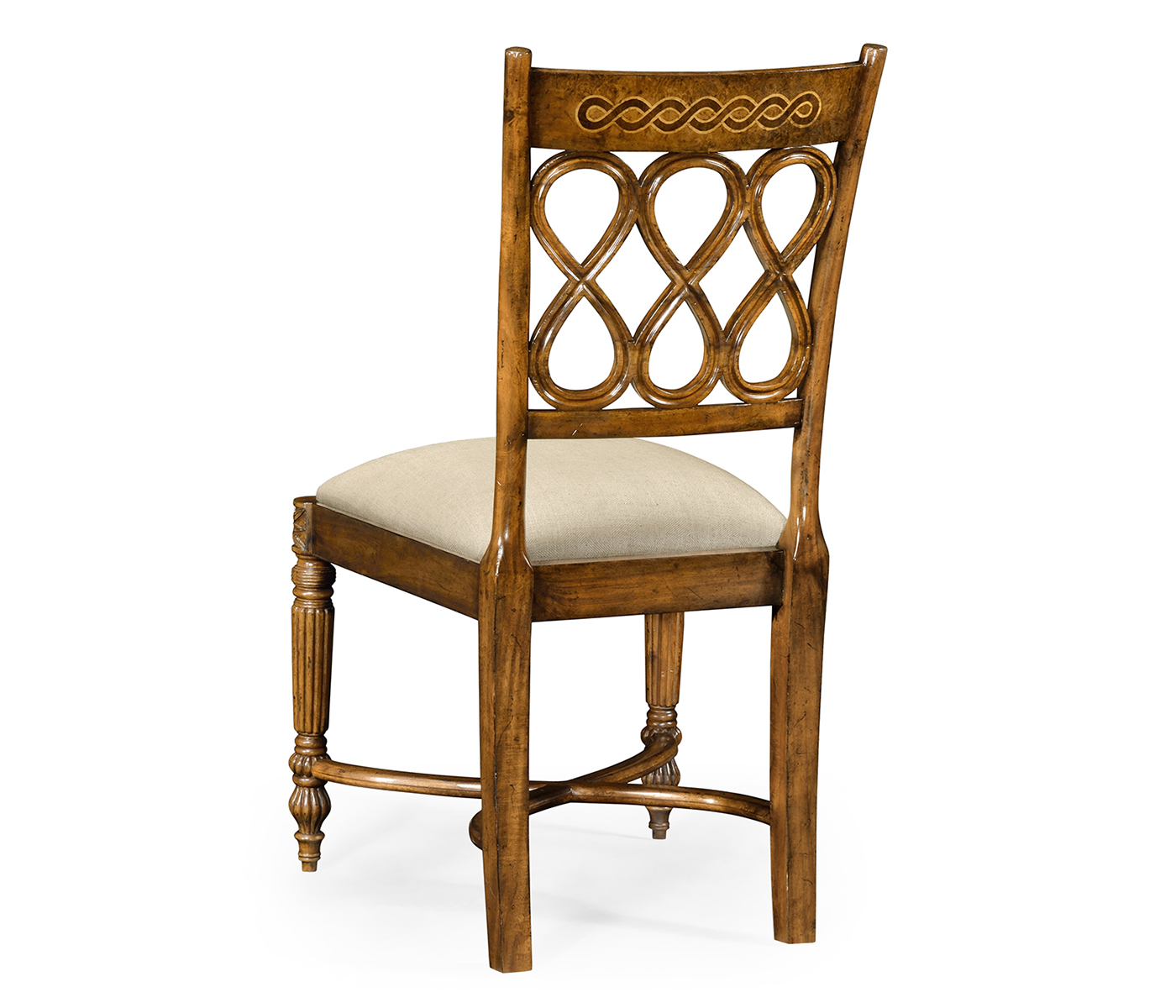 Rope twist veneer open back chair (Side)