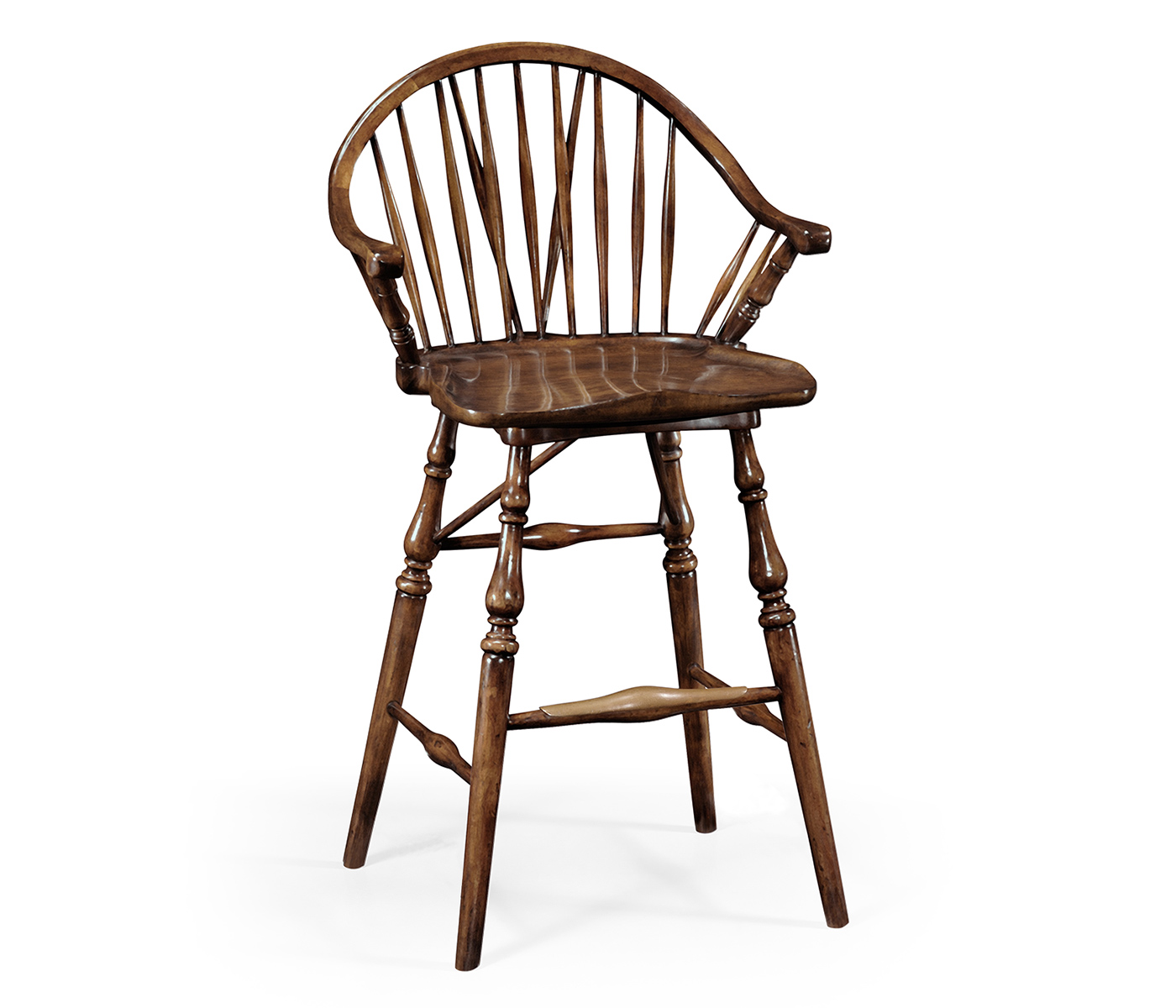 Windsor Style Dark Oak Arm Chair Bar Stool