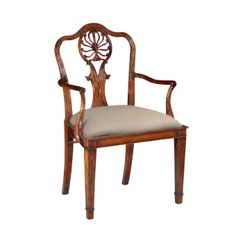 Adam Style Rococo Dining Arm Chair Straight Leg
