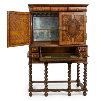 William & Mary Walnut & Oyster Drinks Cabinet