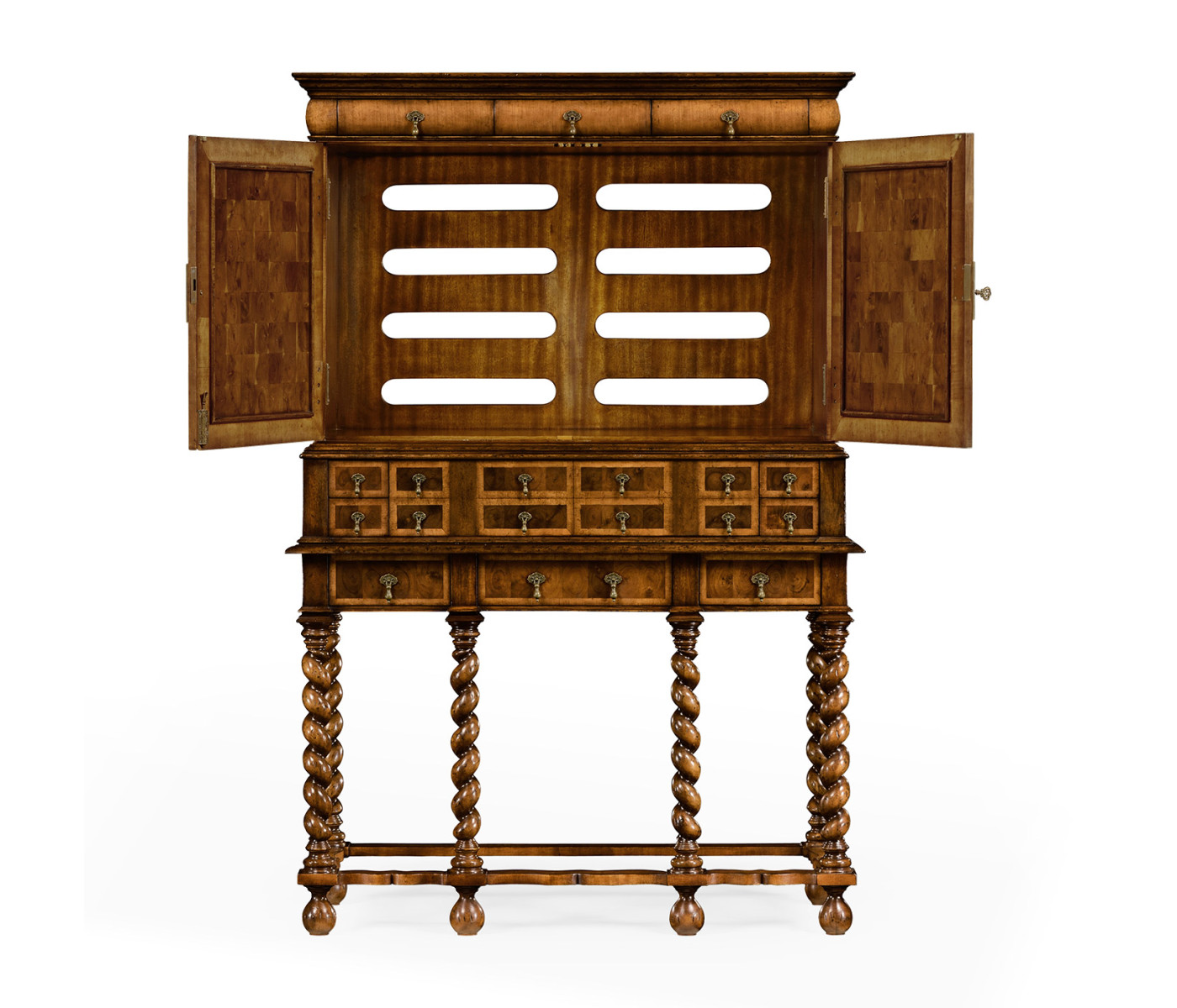 William & Mary Walnut & Oyster TV Cabinet