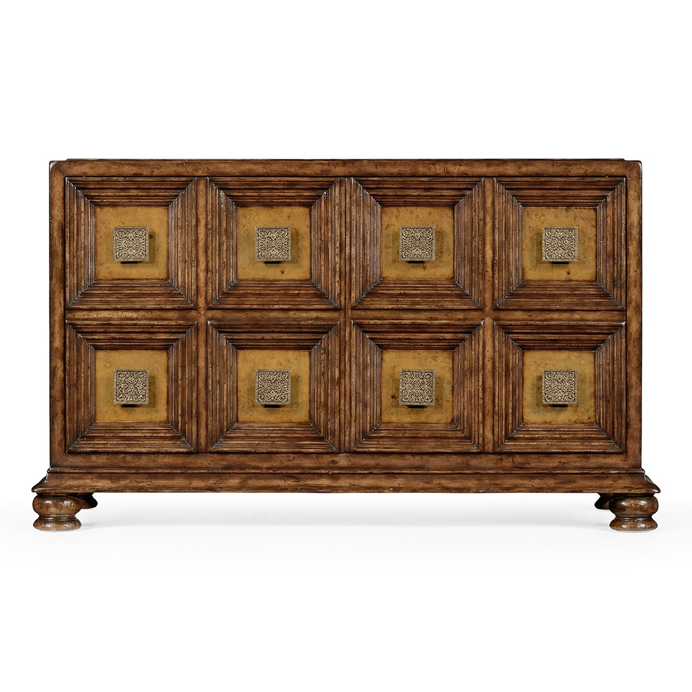 Distressed walnut 2-door cupboard (Square brass handles)