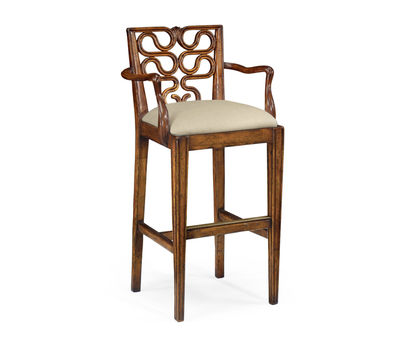 Serpentine Back Bar Stool Arm Chair