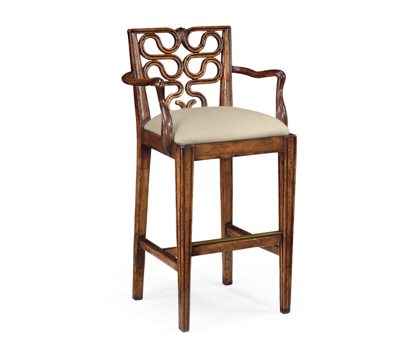 Serpentine Back Counter Stool Arm Chair