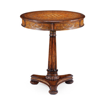 Carved leather lamp table