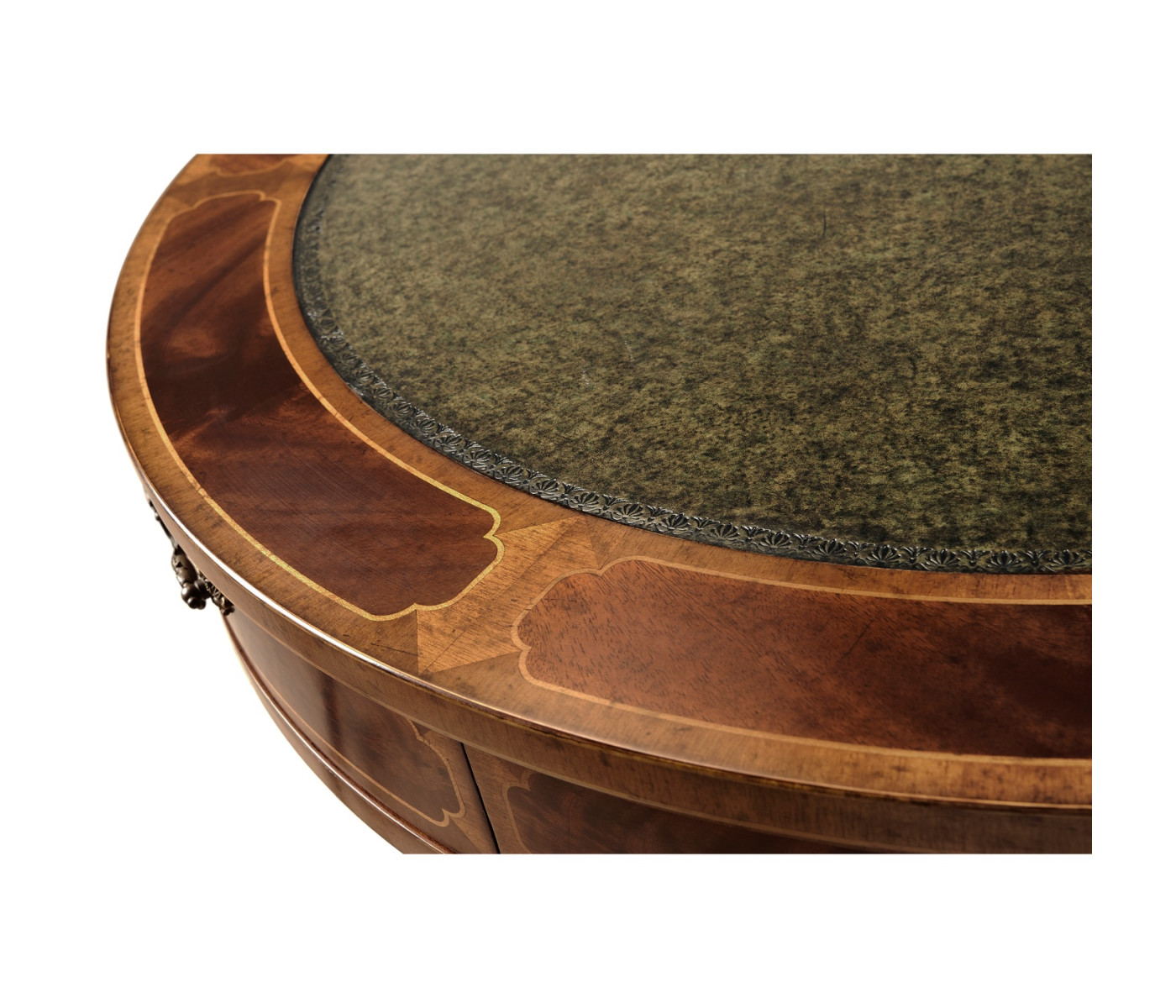Mahogany Drum Table (Green Leather)