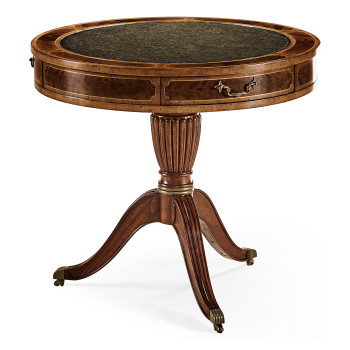 Mahogany Drum Table (Green Leather)