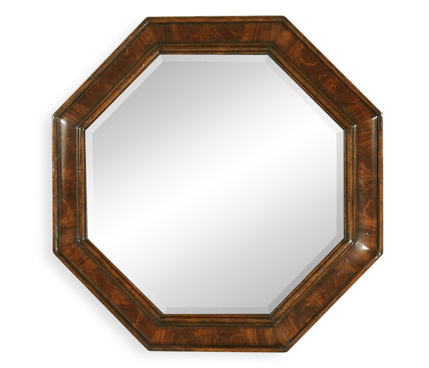 Small Octagonal Crotch Mahogany Mirror