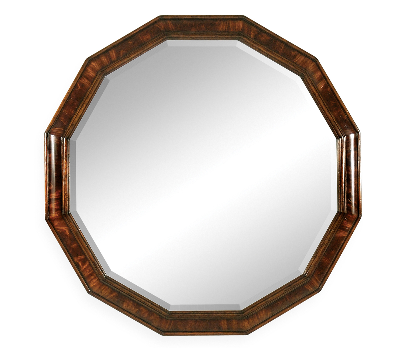 Twelve Sided Crotch Mahogany Mirror