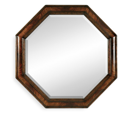 Large Octagonal Crotch Mahogany Mirror