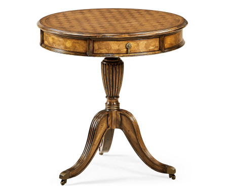 Fish scale parquetry drum table