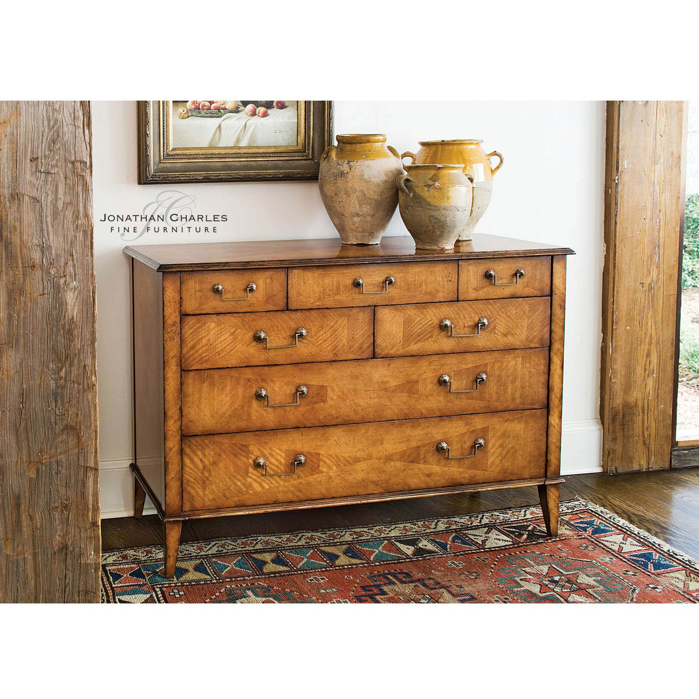 Satinwood large chest of drawers
