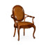Leather Upholstered Rococo Arm Chair with Medium Antique Chestnut Leather