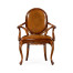 Leather Upholstered Rococo Arm Chair with Medium Antique Chestnut Leather