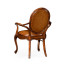 Leather Upholstered Rococo Arm Chair with Medium Antique Chestnut Leather