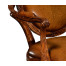 Leather Upholstered Rococo Arm Chair with Medium Antique Chestnut Leather