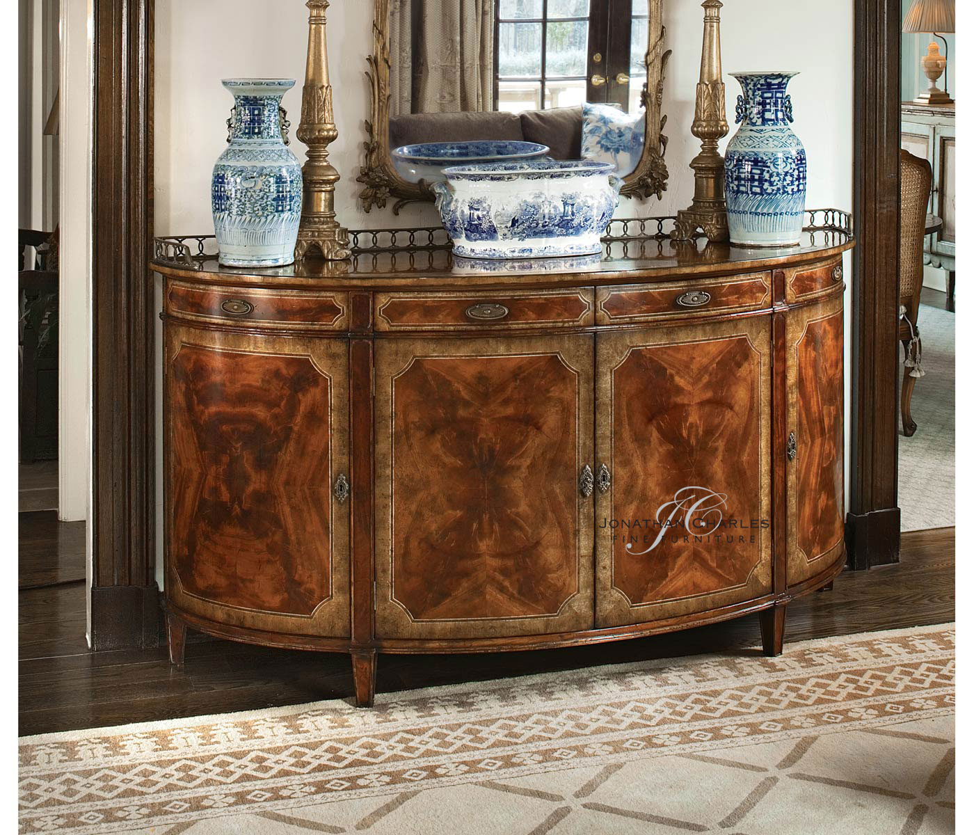 Large Mahogany Demilune Sideboard