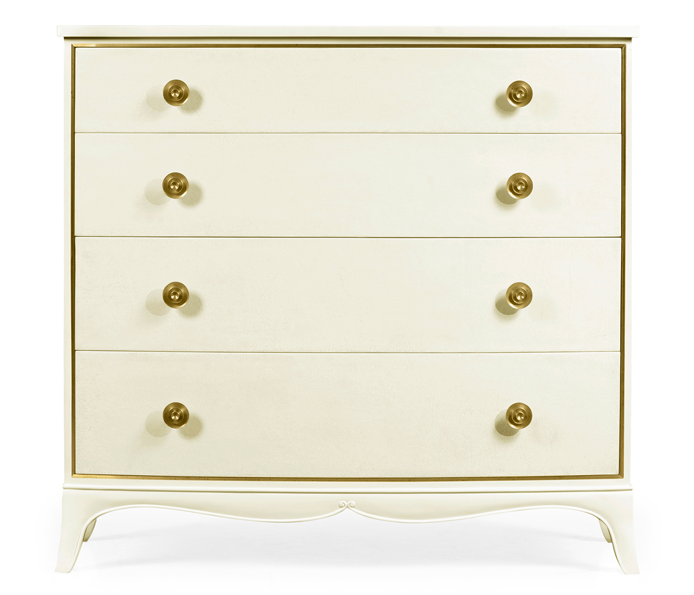 Ivory & Crackle Ceramic Lacquered Chest of Four Drawers